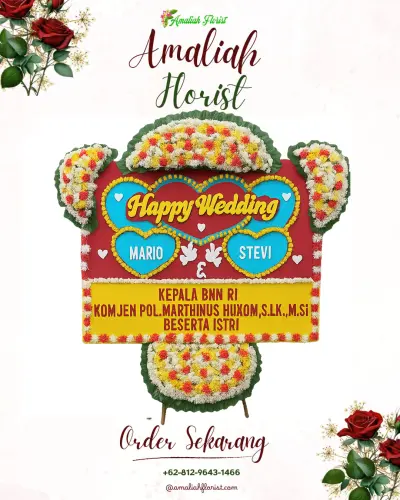 Karangan Papan Bunga Pernikahan di Slerok